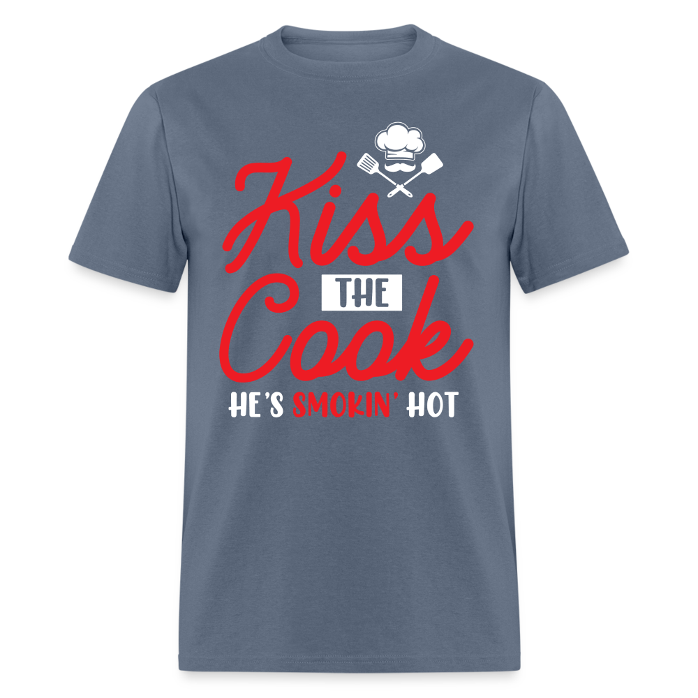 Kiss The Cook He's Smokin' Hot T-Shirt - denim