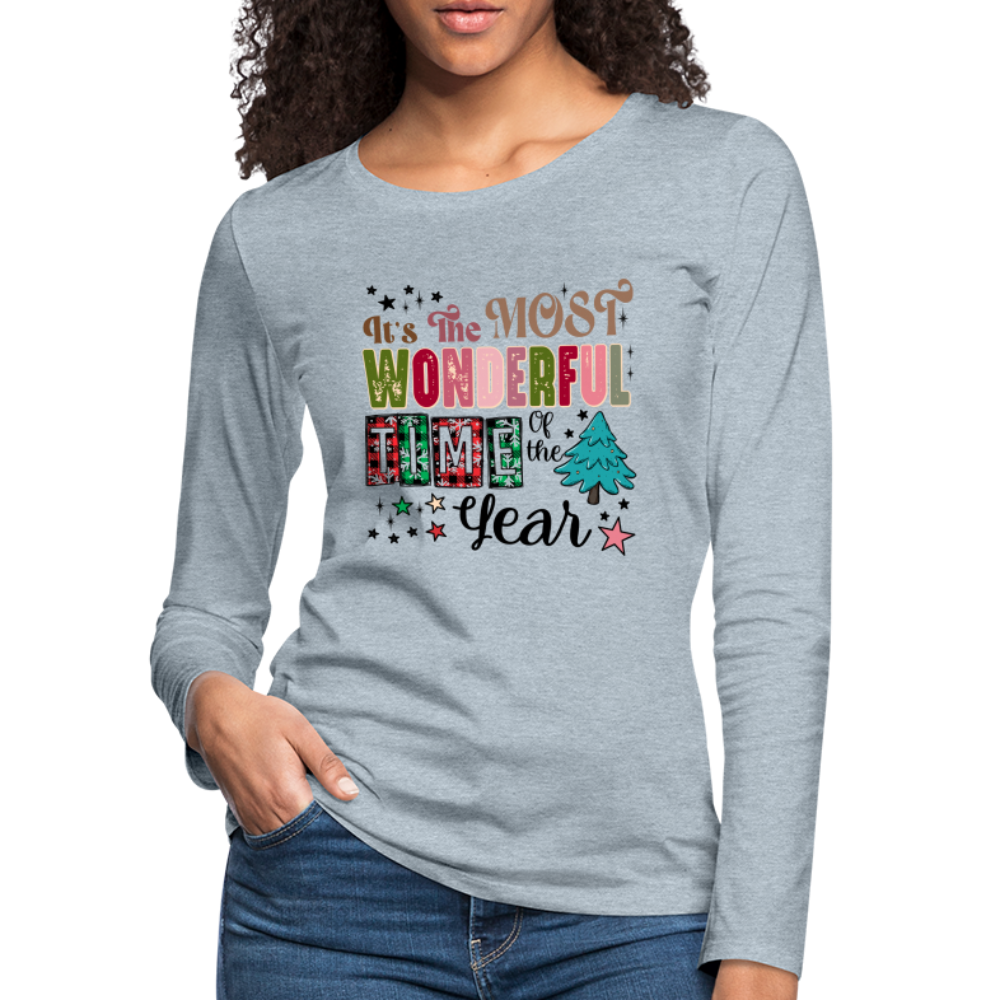 It's The Most Wonderful Time of the Year - Women's Premium Long Sleeve T-Shirt (Christmas) - heather ice blue