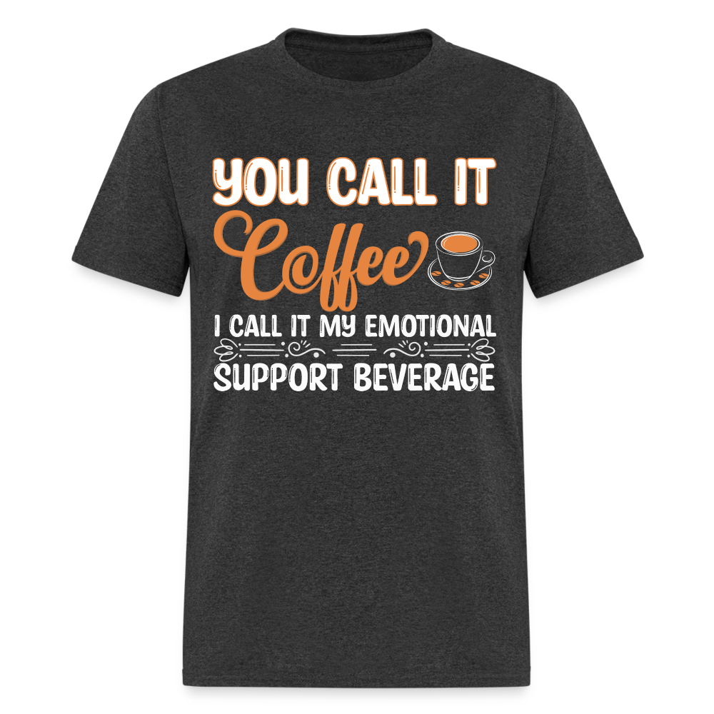 Coffee My Emotional Support Beverage T-Shirt - heather black