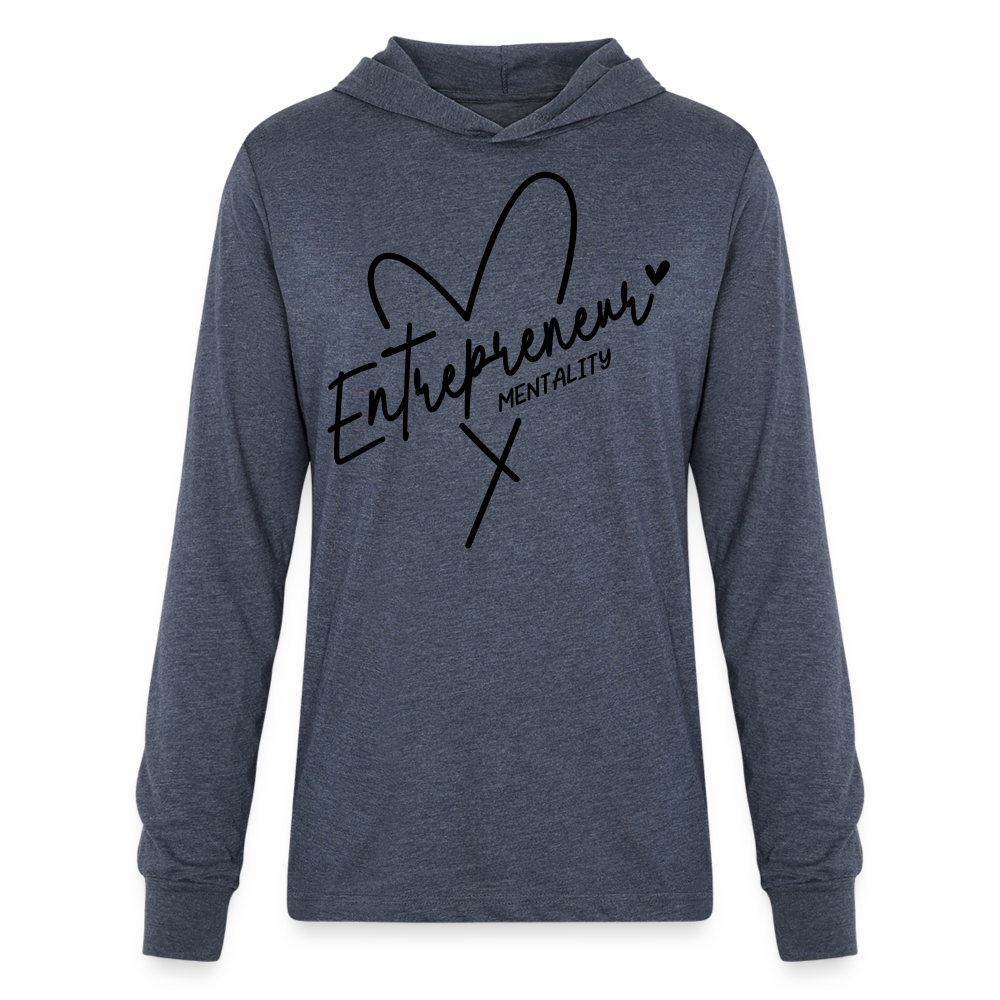 Entrepreneur Mentality Long Sleeve Hoodie Shirt (Black Letters) - heather navy