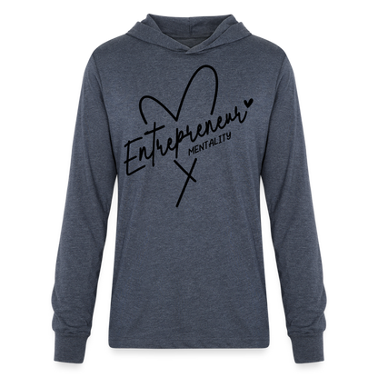 Entrepreneur Mentality Long Sleeve Hoodie Shirt (Black Letters) - heather navy