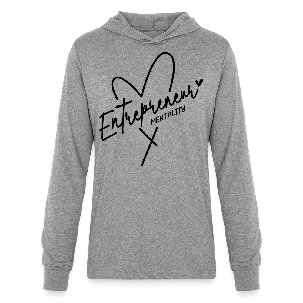 Entrepreneur Mentality Long Sleeve Hoodie Shirt (Black Letters) - heather grey