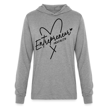 Entrepreneur Mentality Long Sleeve Hoodie Shirt (Black Letters) - heather grey