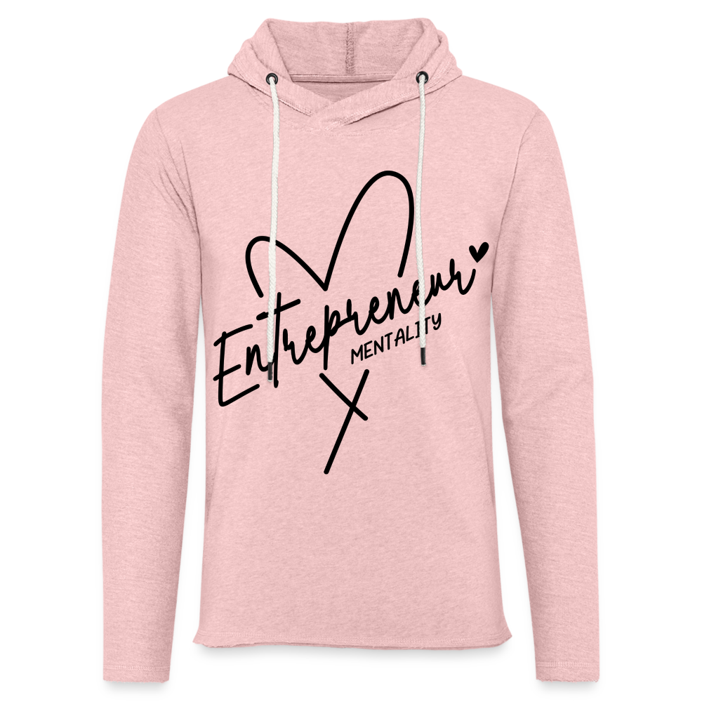 Entrepreneur Mentality Terry Hoodie (Black Letters) - cream heather pink