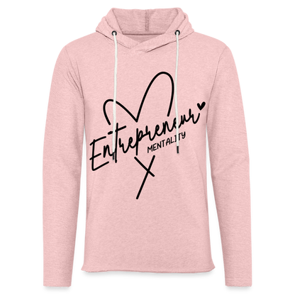 Entrepreneur Mentality Terry Hoodie (Black Letters) - cream heather pink