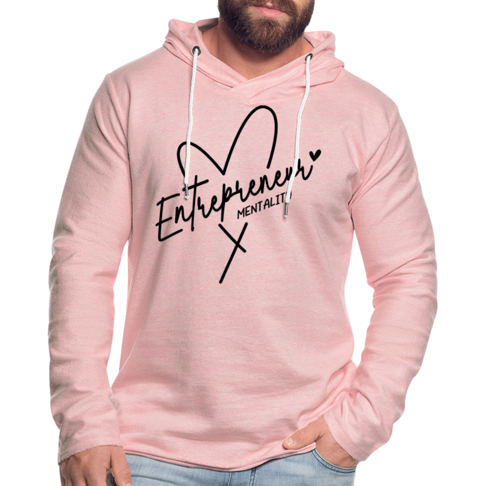 Entrepreneur Mentality Terry Hoodie (Black Letters) - cream heather pink