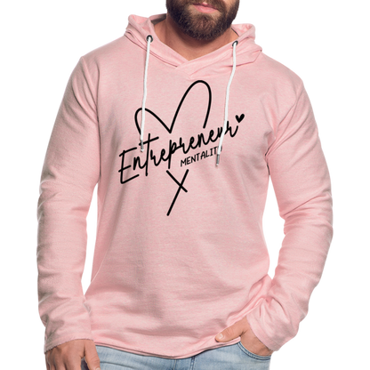 Entrepreneur Mentality Terry Hoodie (Black Letters) - cream heather pink