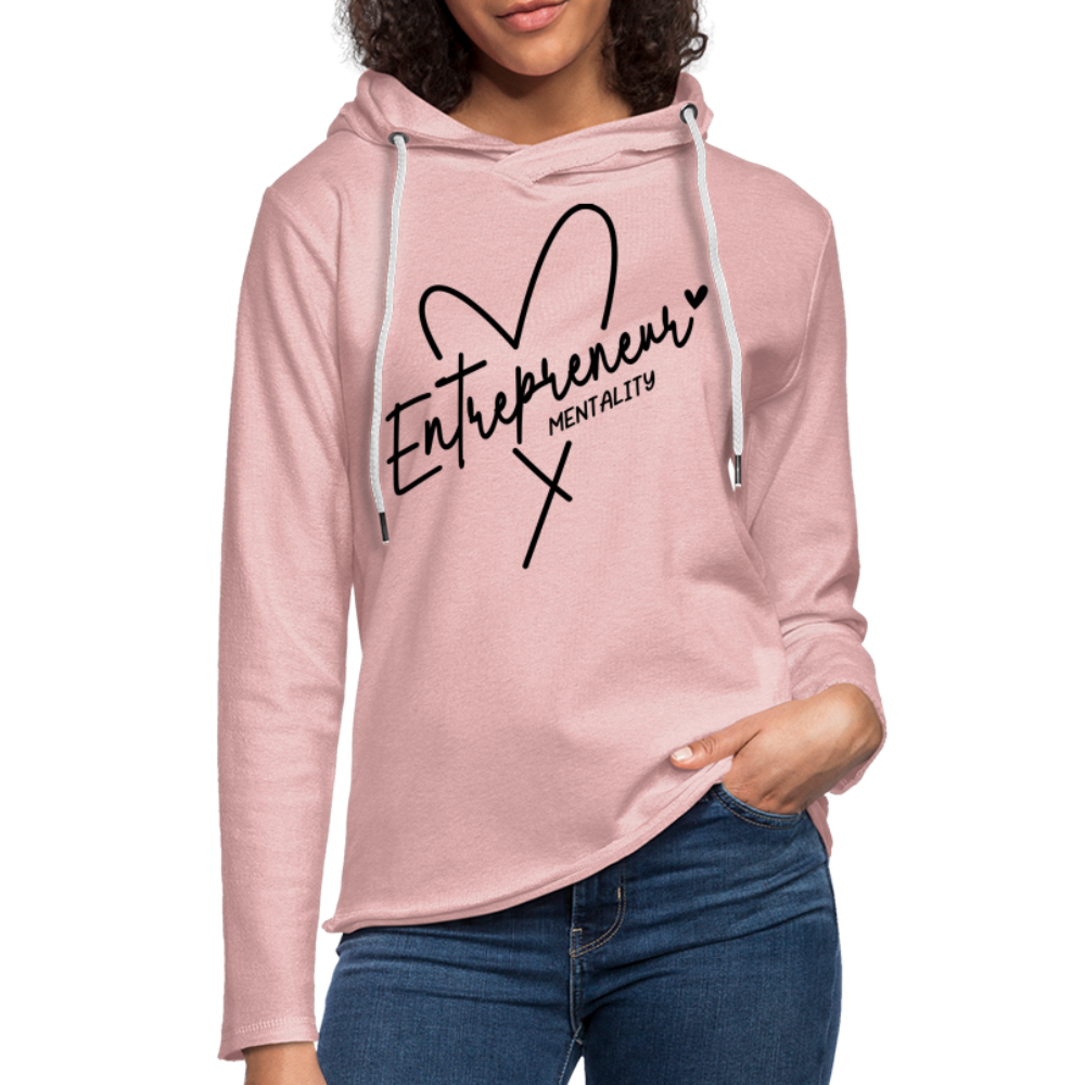 Entrepreneur Mentality Terry Hoodie (Black Letters) - cream heather pink