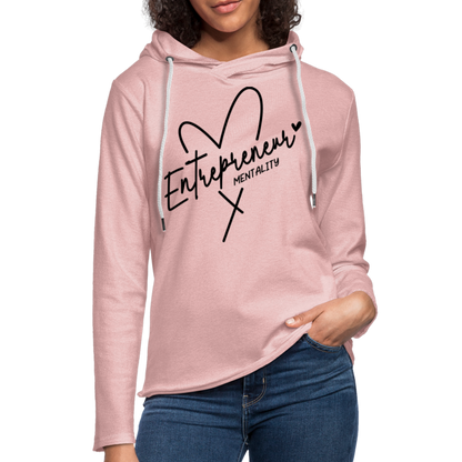 Entrepreneur Mentality Terry Hoodie (Black Letters) - cream heather pink