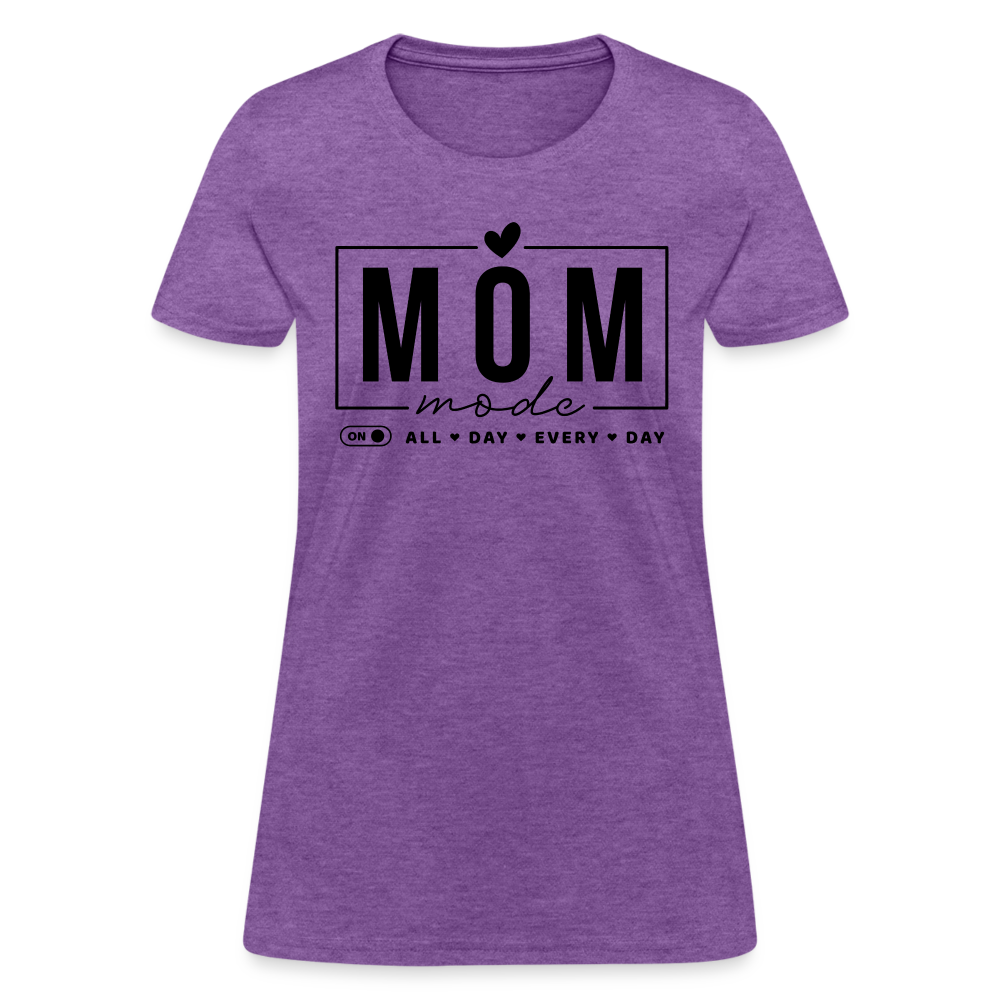 Mom Mode All Day Every Day Women's T-Shirt (Black Letters) - purple heather