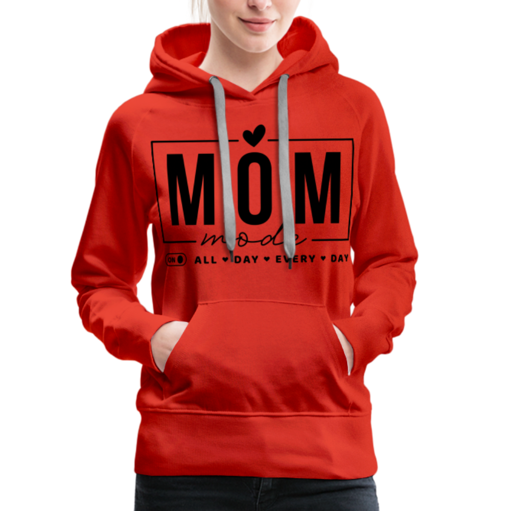 Mom Mode All Day Every Day Women’s Premium Hoodie (Black Letters) - red