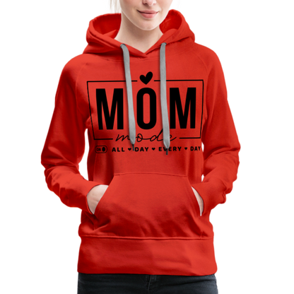 Mom Mode All Day Every Day Women’s Premium Hoodie (Black Letters) - red