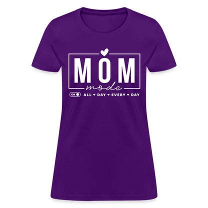 Mom Mode All Day Every Day Women's T-Shirt (White Letters) - purple