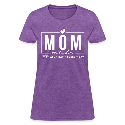 Mom Mode All Day Every Day Women's T-Shirt (White Letters) - purple heather