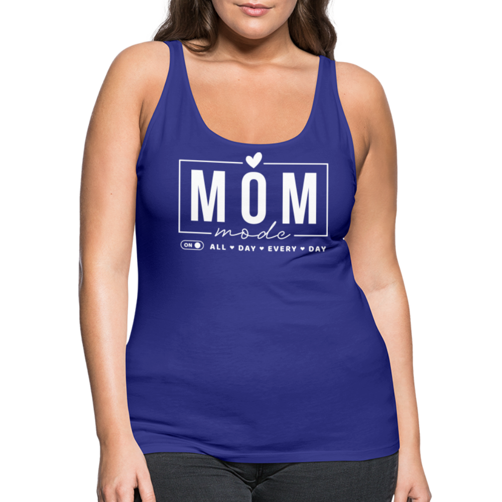 Mom Mode All Day Every Day Women’s Premium Tank Top (White Letters) - royal blue