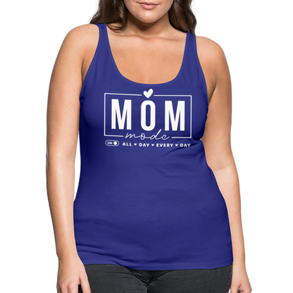 Mom Mode All Day Every Day Women’s Premium Tank Top (White Letters) - royal blue