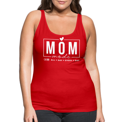 Mom Mode All Day Every Day Women’s Premium Tank Top (White Letters) - red