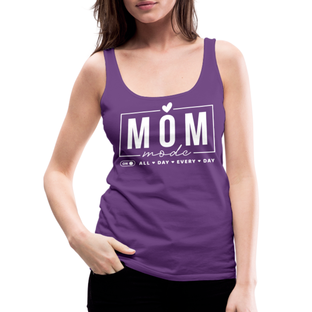 Mom Mode All Day Every Day Women’s Premium Tank Top (White Letters) - purple