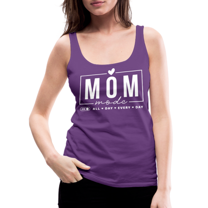 Mom Mode All Day Every Day Women’s Premium Tank Top (White Letters) - purple