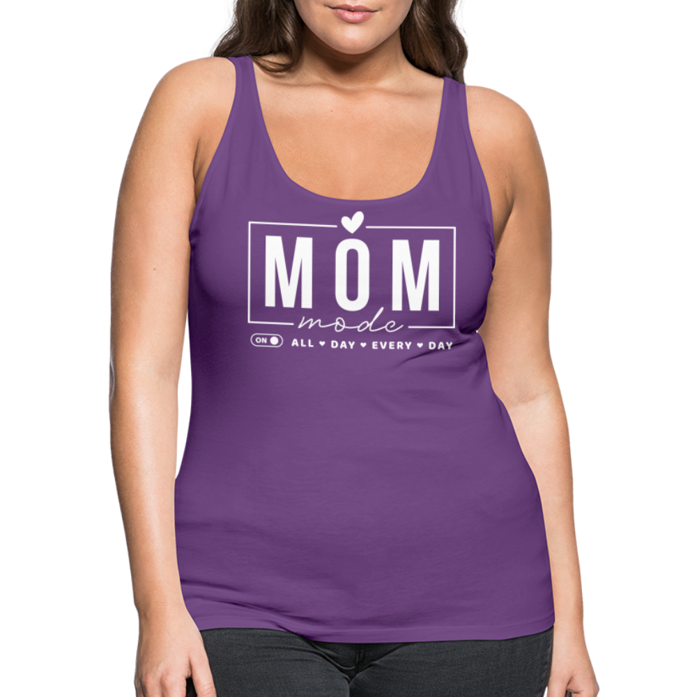 Mom Mode All Day Every Day Women’s Premium Tank Top (White Letters) - purple