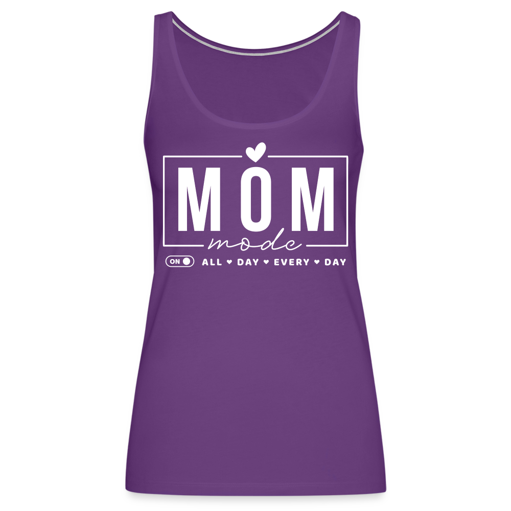 Mom Mode All Day Every Day Women’s Premium Tank Top (White Letters) - purple