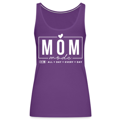 Mom Mode All Day Every Day Women’s Premium Tank Top (White Letters) - purple