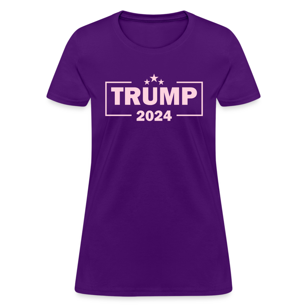 Trump 2024 Women's T-Shirt (Pink Letters) - purple