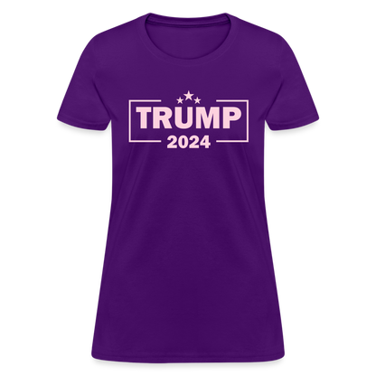 Trump 2024 Women's T-Shirt (Pink Letters) - purple