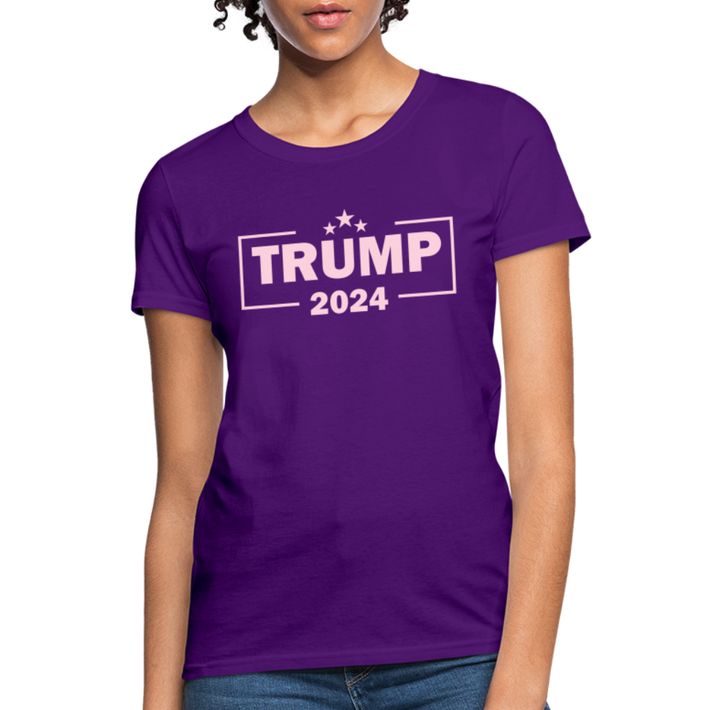 Trump 2024 Women's T-Shirt (Pink Letters) - purple