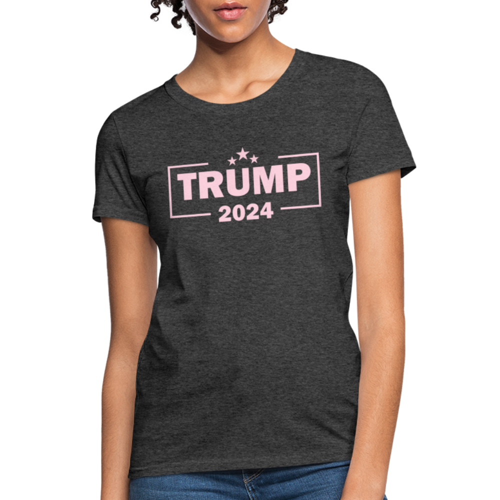 Trump 2024 Women's T-Shirt (Pink Letters) - heather black