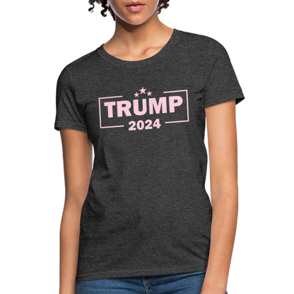 Trump 2024 Women's T-Shirt (Pink Letters) - heather black