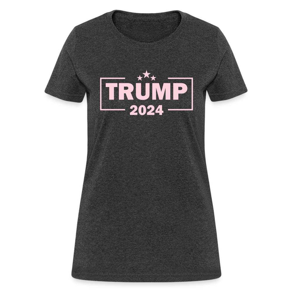 Trump 2024 Women's T-Shirt (Pink Letters) - heather black