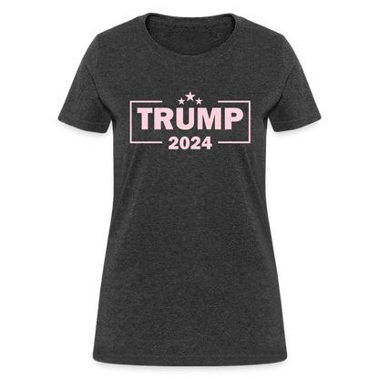 Trump 2024 Women's T-Shirt (Pink Letters) - heather black