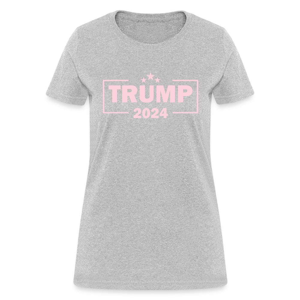 Trump 2024 Women's T-Shirt (Pink Letters) - heather gray