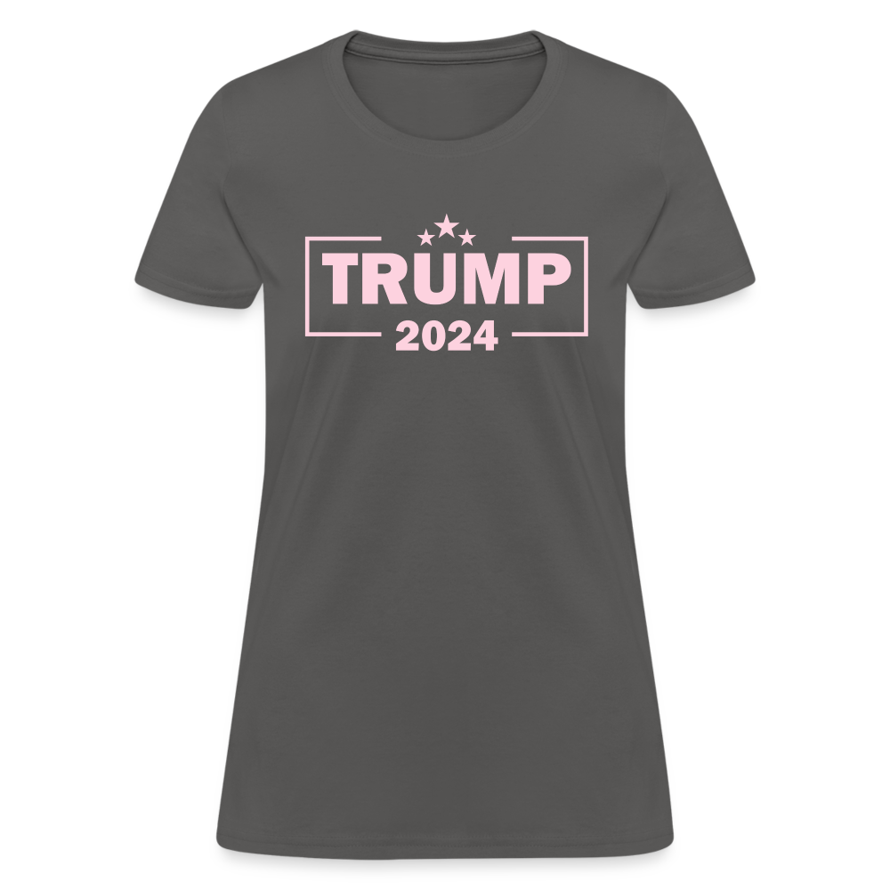 Trump 2024 Women's T-Shirt (Pink Letters) - charcoal