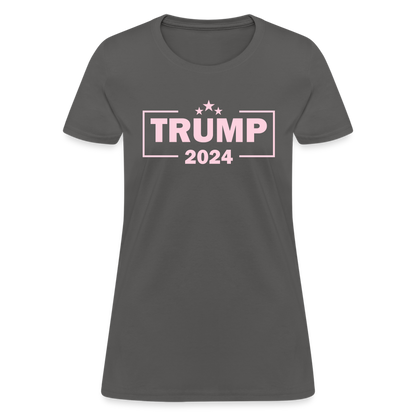 Trump 2024 Women's T-Shirt (Pink Letters) - charcoal