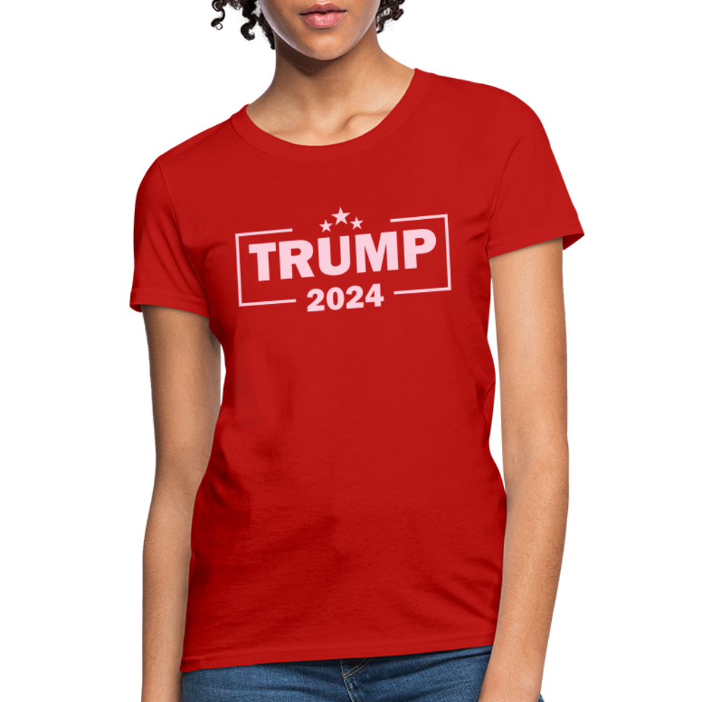 Trump 2024 Women's T-Shirt (Pink Letters) - red