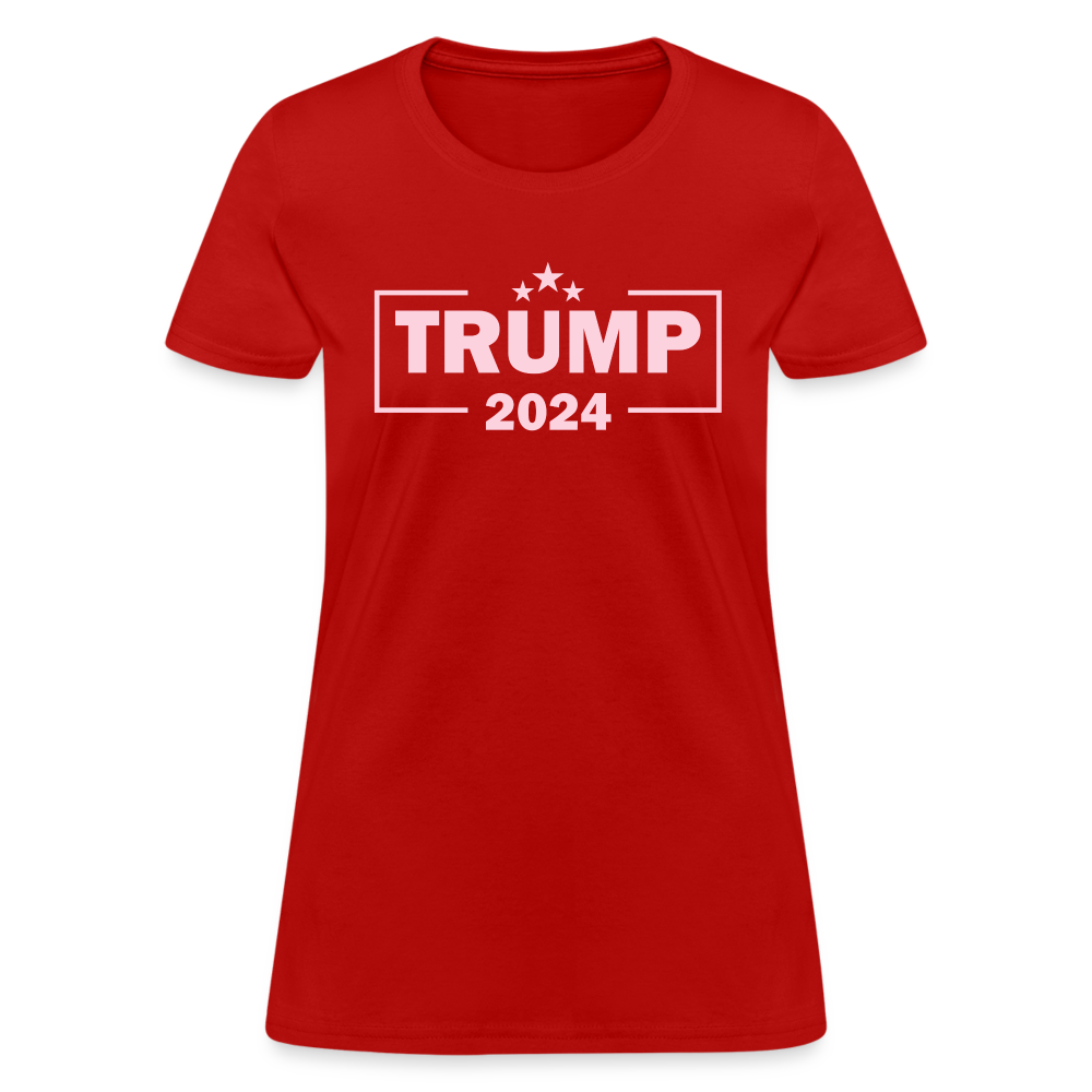 Trump 2024 Women's T-Shirt (Pink Letters) - red