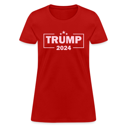 Trump 2024 Women's T-Shirt (Pink Letters) - red