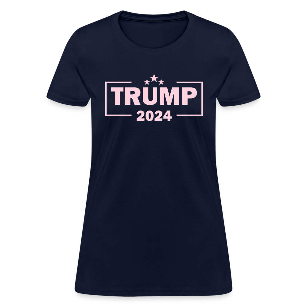 Trump 2024 Women's T-Shirt (Pink Letters) - navy