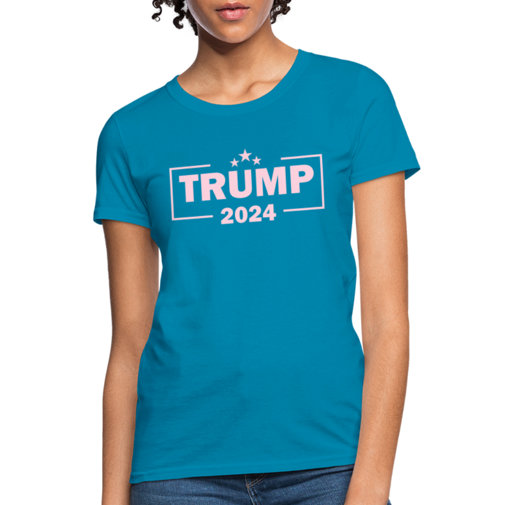 Trump 2024 Women's T-Shirt (Pink Letters) - turquoise