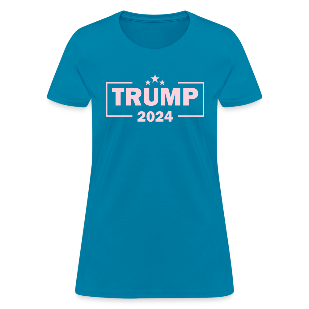 Trump 2024 Women's T-Shirt (Pink Letters) - turquoise