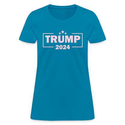 Trump 2024 Women's T-Shirt (Pink Letters) - turquoise