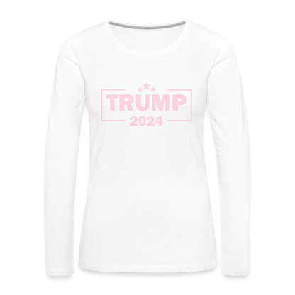 Trump 2024 Women's Premium Long Sleeve T-Shirt (Pink Letters) - white