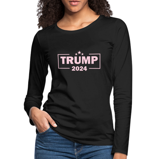 Trump 2024 Women's Premium Long Sleeve T-Shirt (Pink Letters) - black