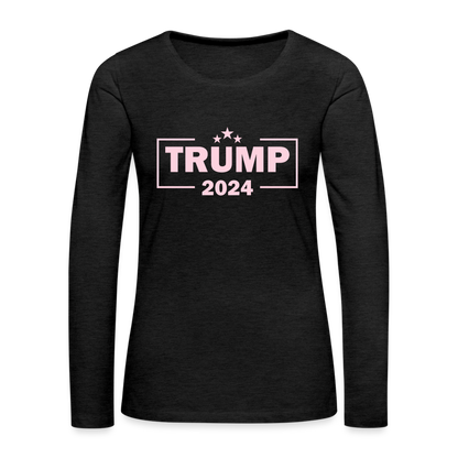 Trump 2024 Women's Premium Long Sleeve T-Shirt (Pink Letters) - charcoal grey