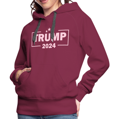 Trump 2024 Women’s Premium Hoodie (Pink Letters) - burgundy