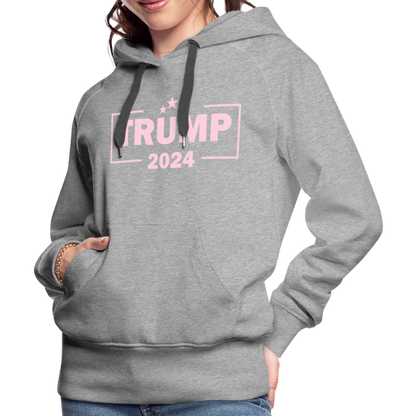 Trump 2024 Women’s Premium Hoodie (Pink Letters) - heather grey