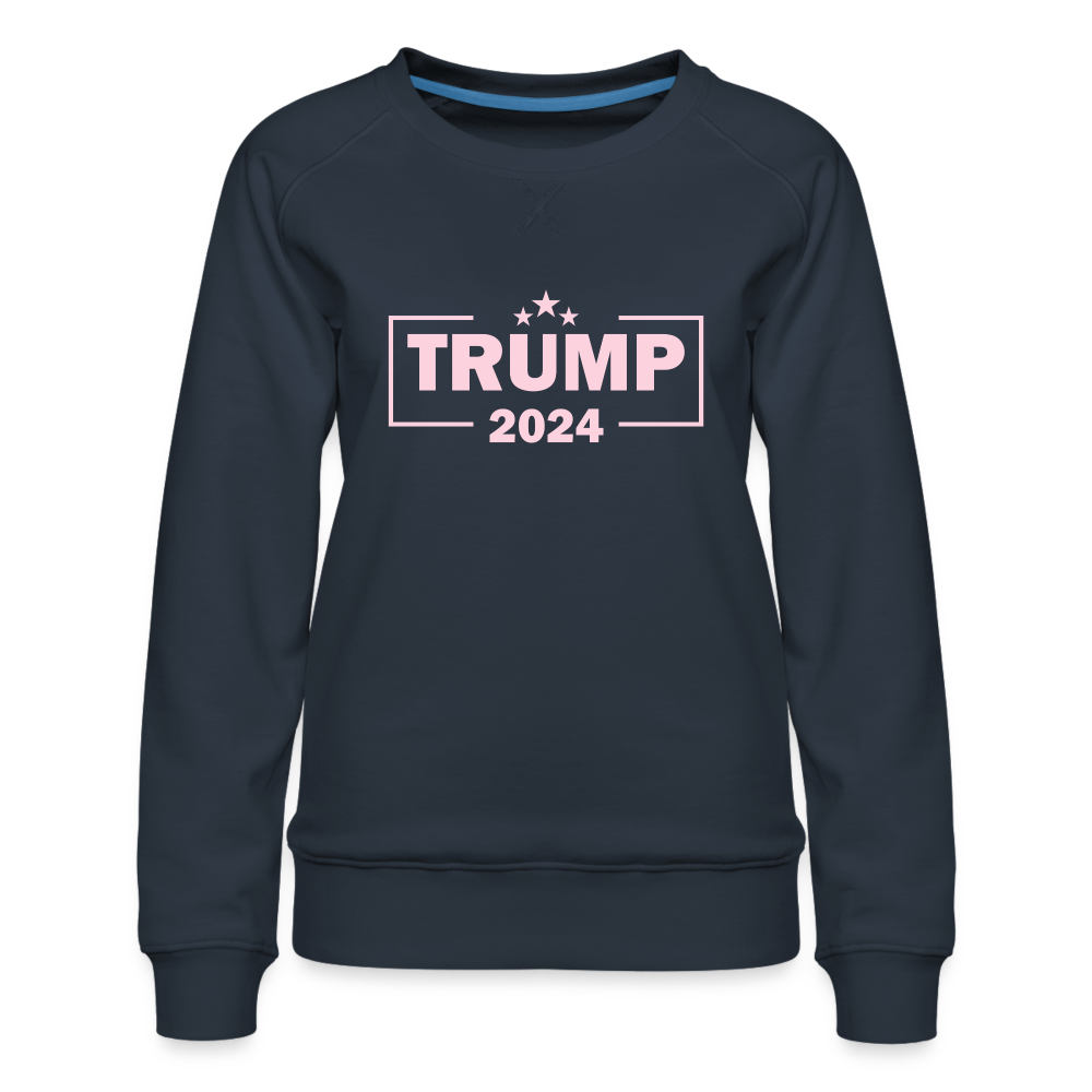 Trump 2024 Women’s Premium Sweatshirt (Pink Letters) - navy