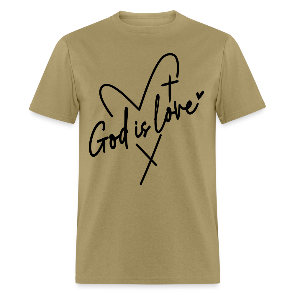 God is Love T-Shirt (Black Letters) - khaki